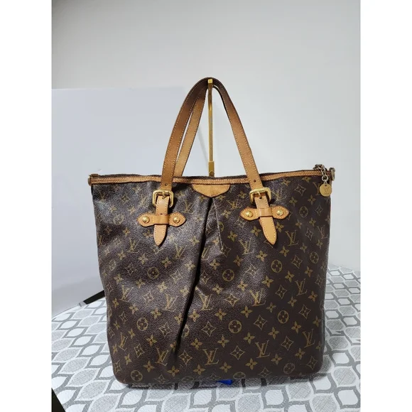 LOUIS VUITTON Monogram Palermo GM Shoulder Bag Brown/Beige - Picture 3 of 16